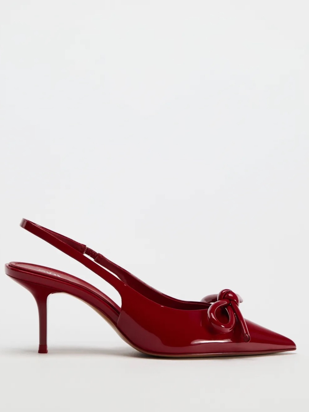 Zara Faux Patent Leather Bow Heeled Shoes